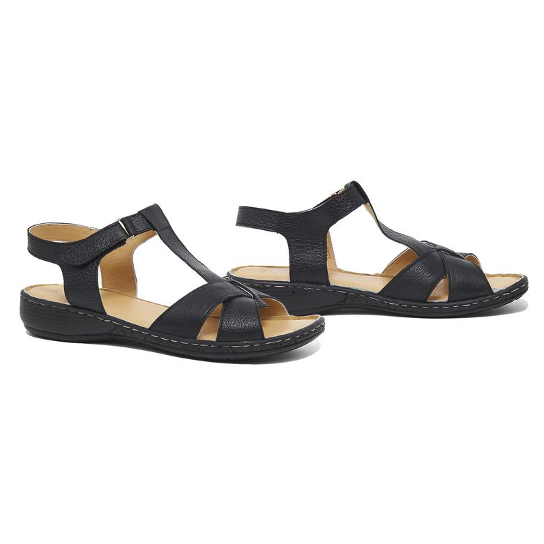 Siyah Pietra Kadın Deri Sandalet 2010046250006