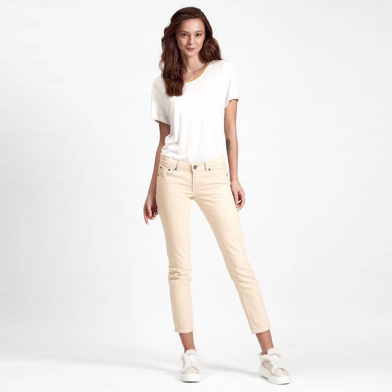 Bej DKNY Jeans Kadın Crop Pantolon 2300002152003