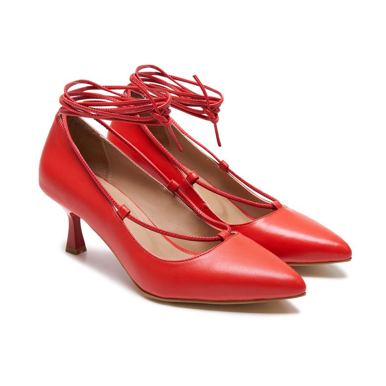 Follafe Kırmızı Kadın Deri Klasik Ayakkabı 2010047999007