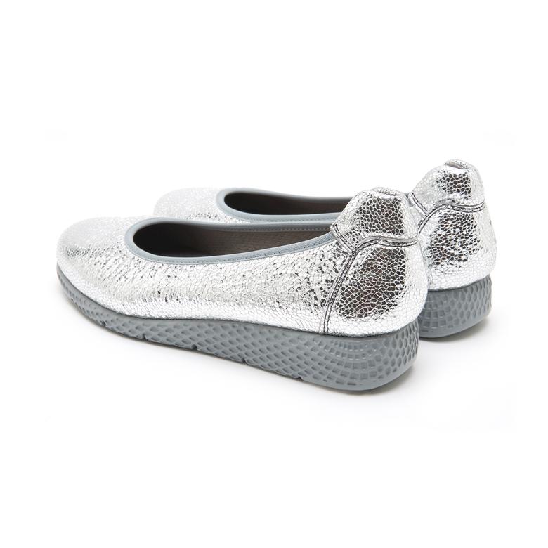 Maid Comfort Metalik Gümüş Kadın Deri Günlük Ayakkabı 2010048832025