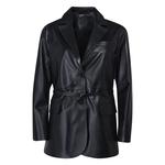 Sarafina Siyah Kadın Oversize Blazer Deri Ceket 1010034132001