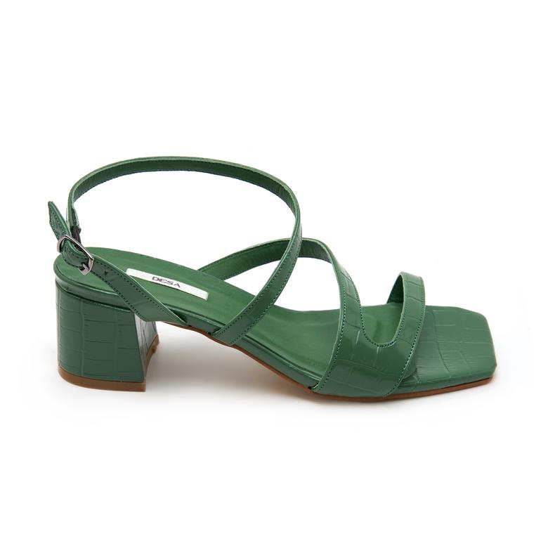 Marian Yeşil Kadın Kroko Baskılı Deri Sandalet 2010048802002