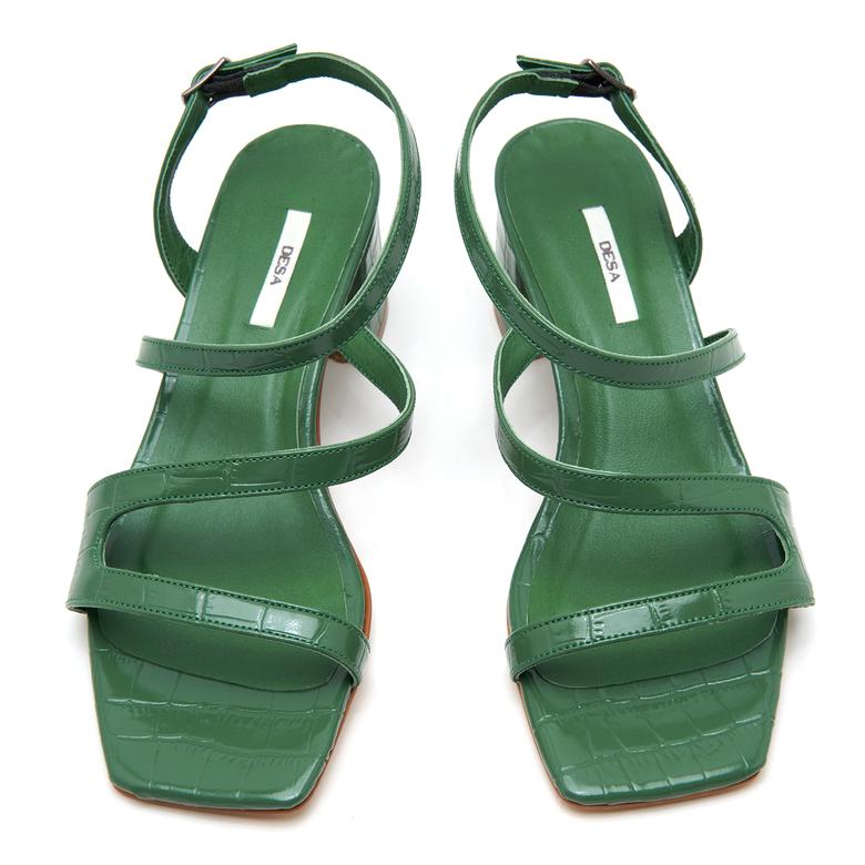 Marian Yeşil Kadın Kroko Baskılı Deri Sandalet 2010048802002